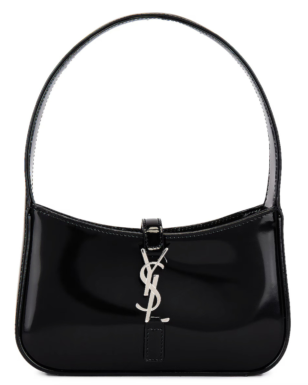 Saint Laurent Mini Le 5 A 7 Hobo Black Leather YSL Logo Top Handle Shoulder Bag
